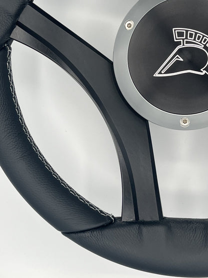 Durello Marine Steering Wheel, Black Leather Rim
