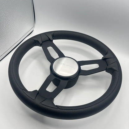 Gussi Italia Model 15 Steering Wheel Blk Brushed Alum Spokes | Gussi Logo