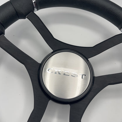 Malera Boat Steering Wheel Black Aluminum Spokes | Crest Boats