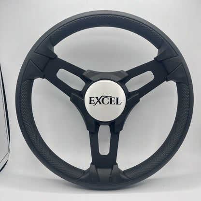 Gussi Italia Boat Model 15 Steering Wheel Black Brushed Alum Spokes |Blk Excel