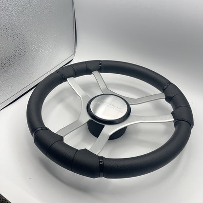 Malera Boat Steering Wheel Brushed Aluminum Spokes | Seastar Solutions