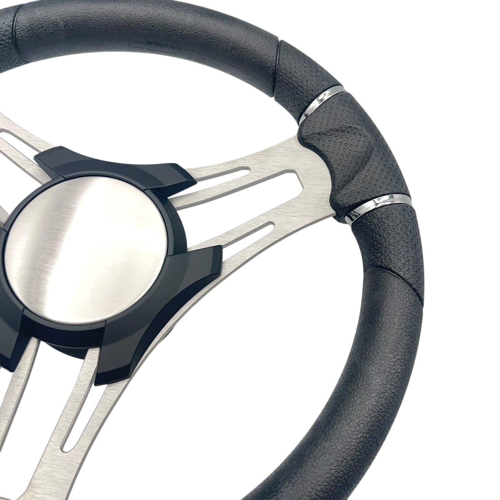 Verona Boat Steering Wheel Gray Brushed Aluminum Spokes | Plain