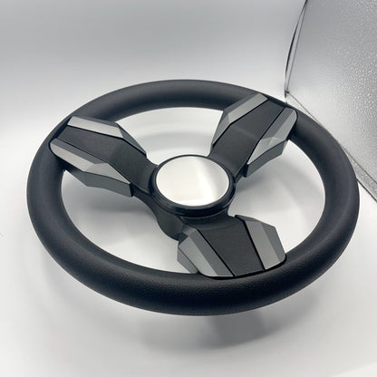 Collina Boat Steering Wheel Dark Gray Inserts - Blank Dome - Keyed ONLY