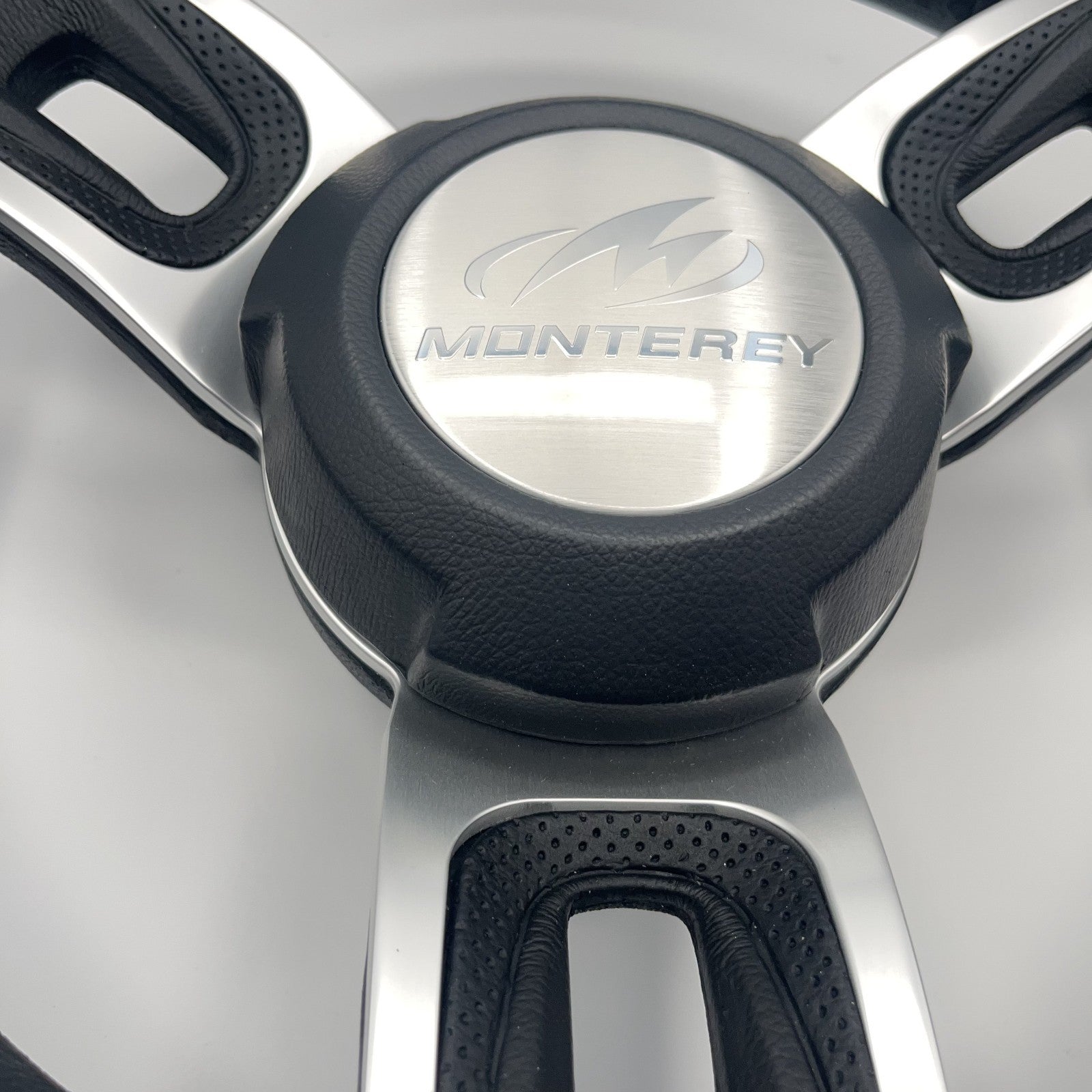 Gussi Italia Black Model 702 Steering Wheel | Monterey Boats Logo