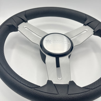 Model 15 Marine Steering Wheel Brush Alum Spokes | Seastar Solutions Logo