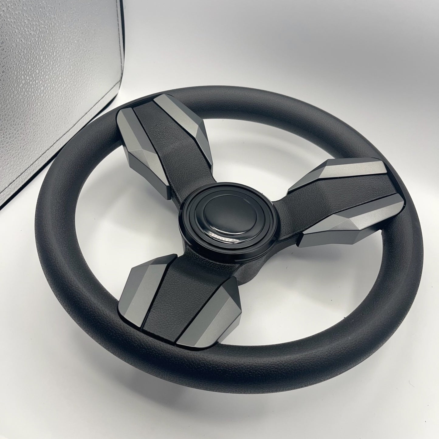 Collina Boat Steering Wheel Dark Gray Inserts - LG Black - Keyed ONLY