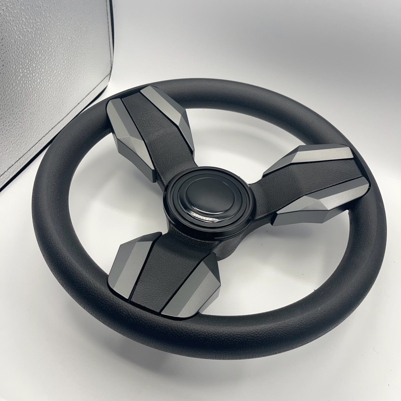 Collina Boat Steering Wheel Dark Gray Inserts - LG Black - Keyed ONLY