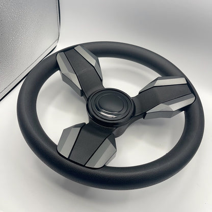 Collina Boat Steering Wheel Dark Gray Inserts - LG Black - Keyed ONLY