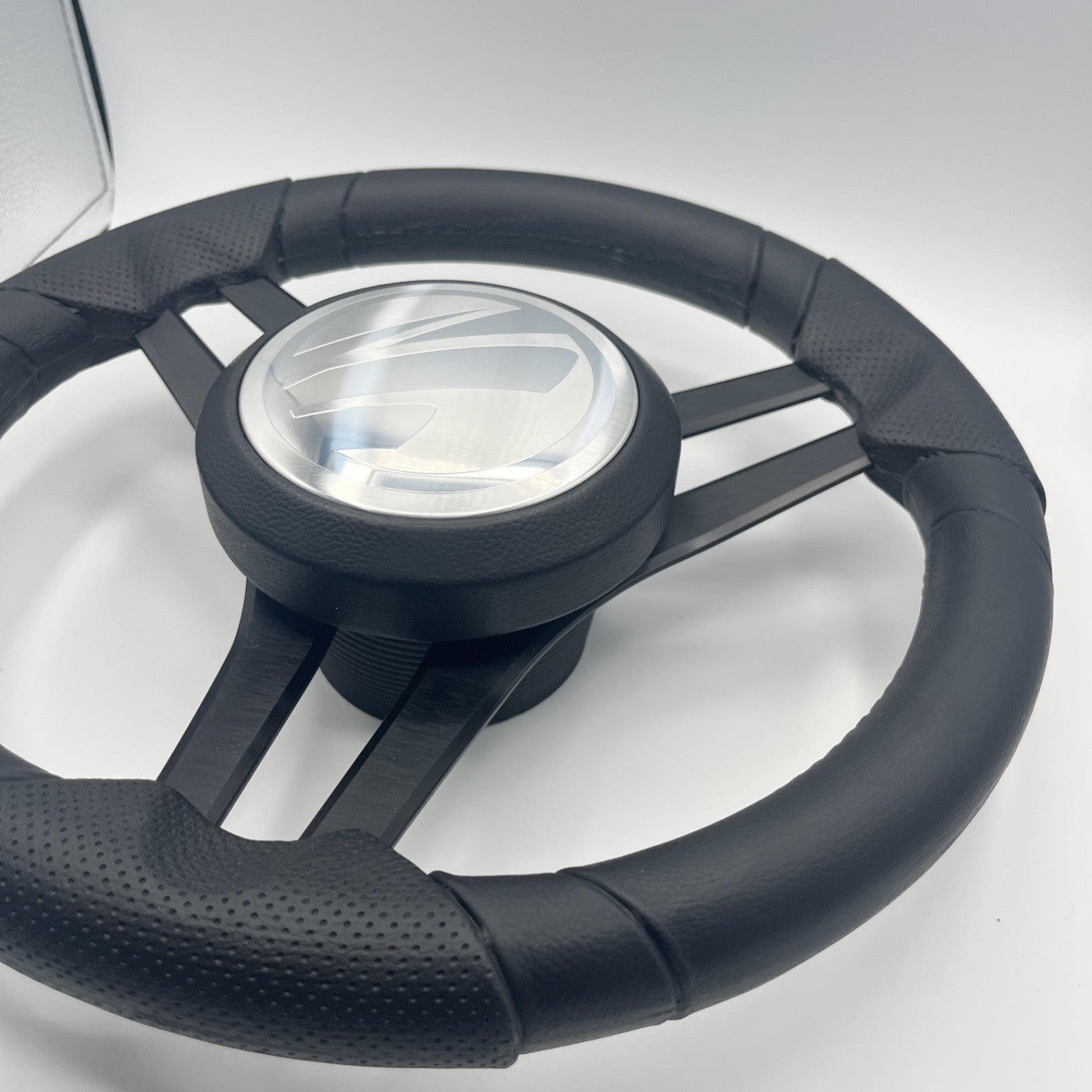 Molinara Marine Steering Wheel Black Brushed Aluminum Spokes | Tige