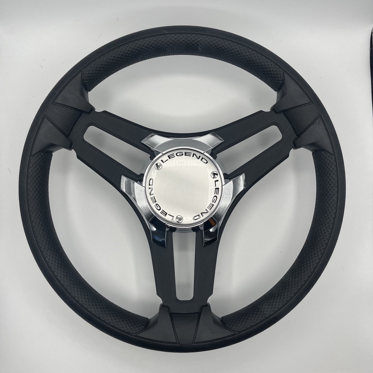 Gussi Italia Marine Steering Wheel Black Brush Metal Spokes | Legend