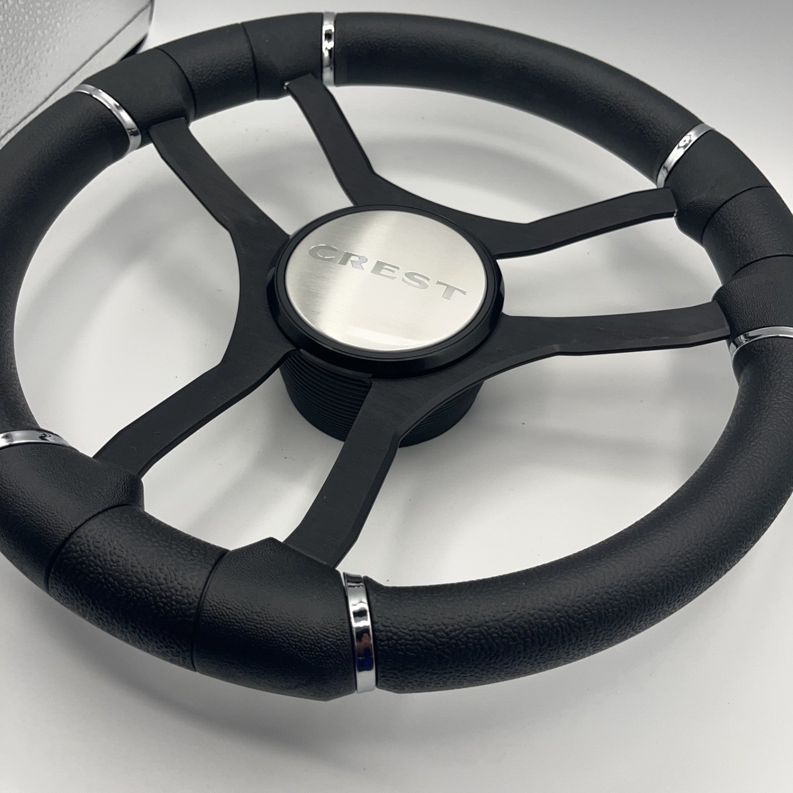 Malera Boat Steering Wheel Black Aluminum Spokes | Crest Boats