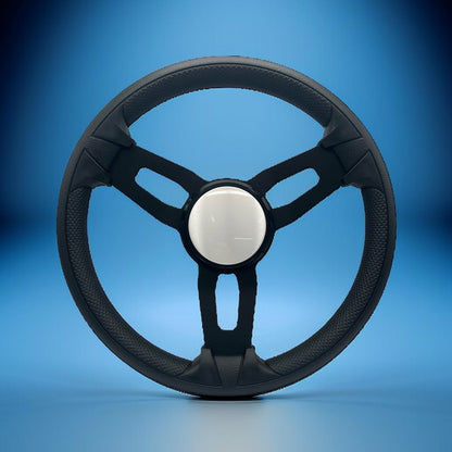 Gussi Italia Boat Model 15 Steering Wheel Black Brushed Alum Spokes | Plain