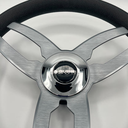 Cabrio Boat Steering Wheel Gray Brushed Alum Spoke | Gussi Italia