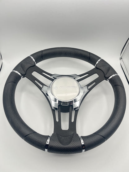 Gussi Italia Boat Steering Wheel Black Brushed Alum Spokes | Gussi Italia