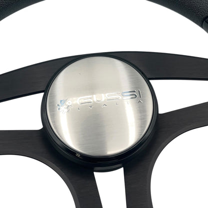 Badia Boat Steering Wheel Brushed Black Aluminum Spokes