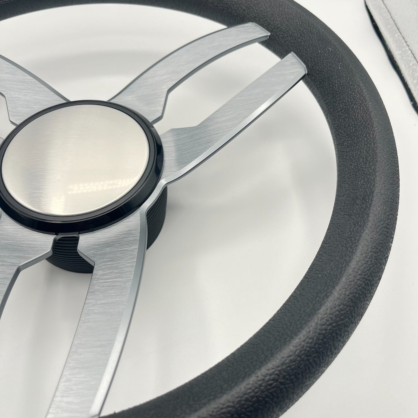 Cabrio Boat Steering Wheel Gray Brushed Alum Spoke | Plain