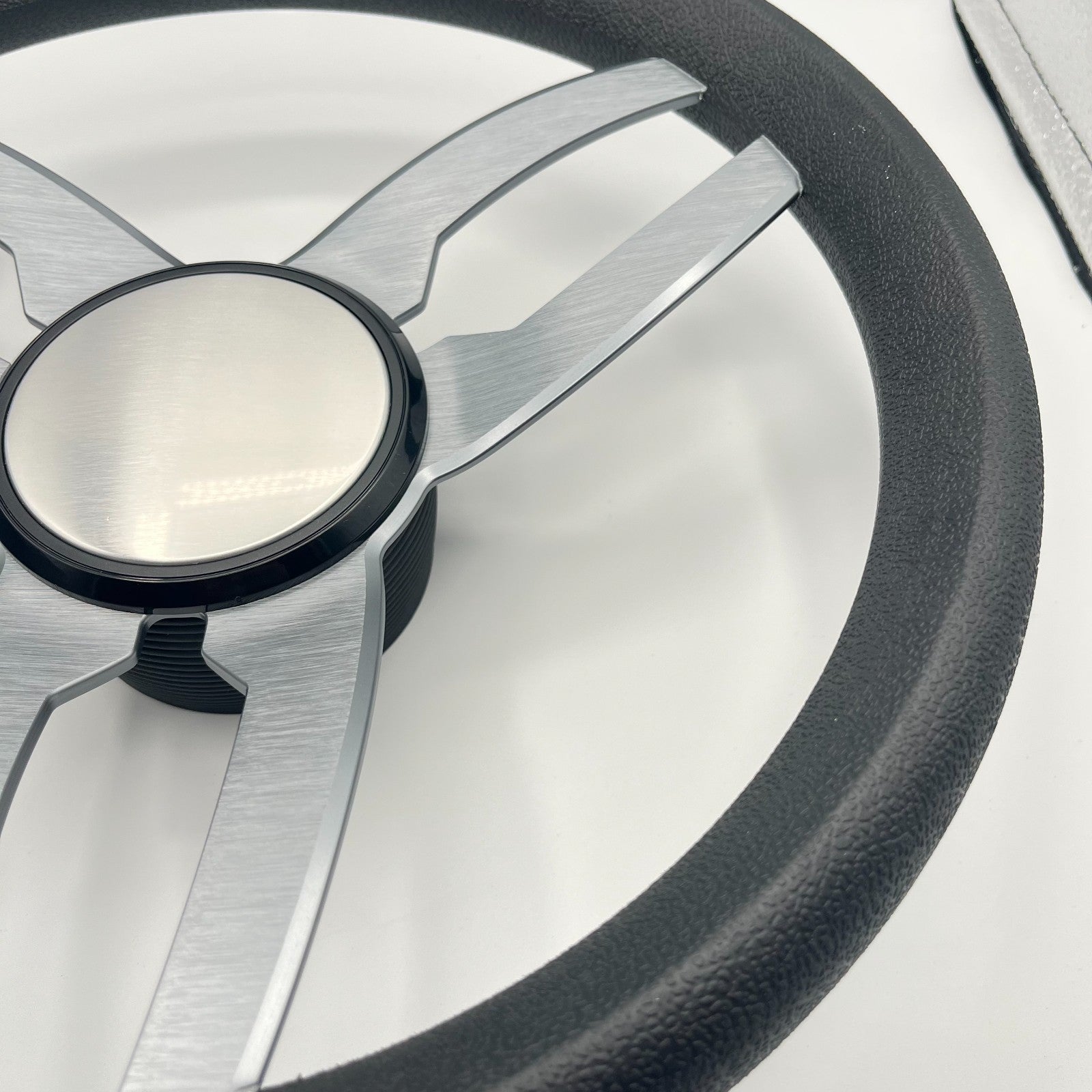 Cabrio Boat Steering Wheel Gray Brushed Alum Spoke | Plain