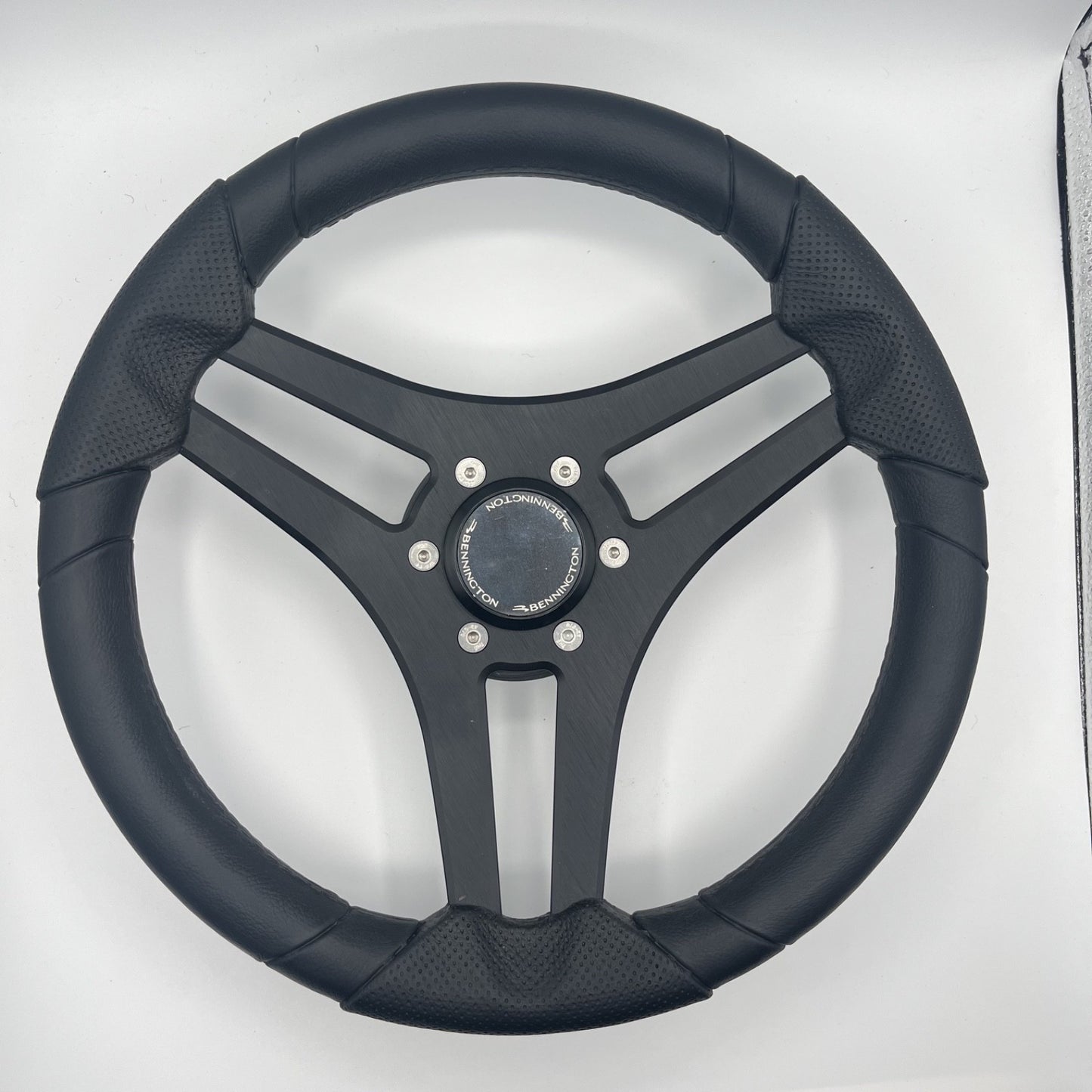 Molinara Marine Steering Wheel Black Brushed Alum Spokes | Bennington