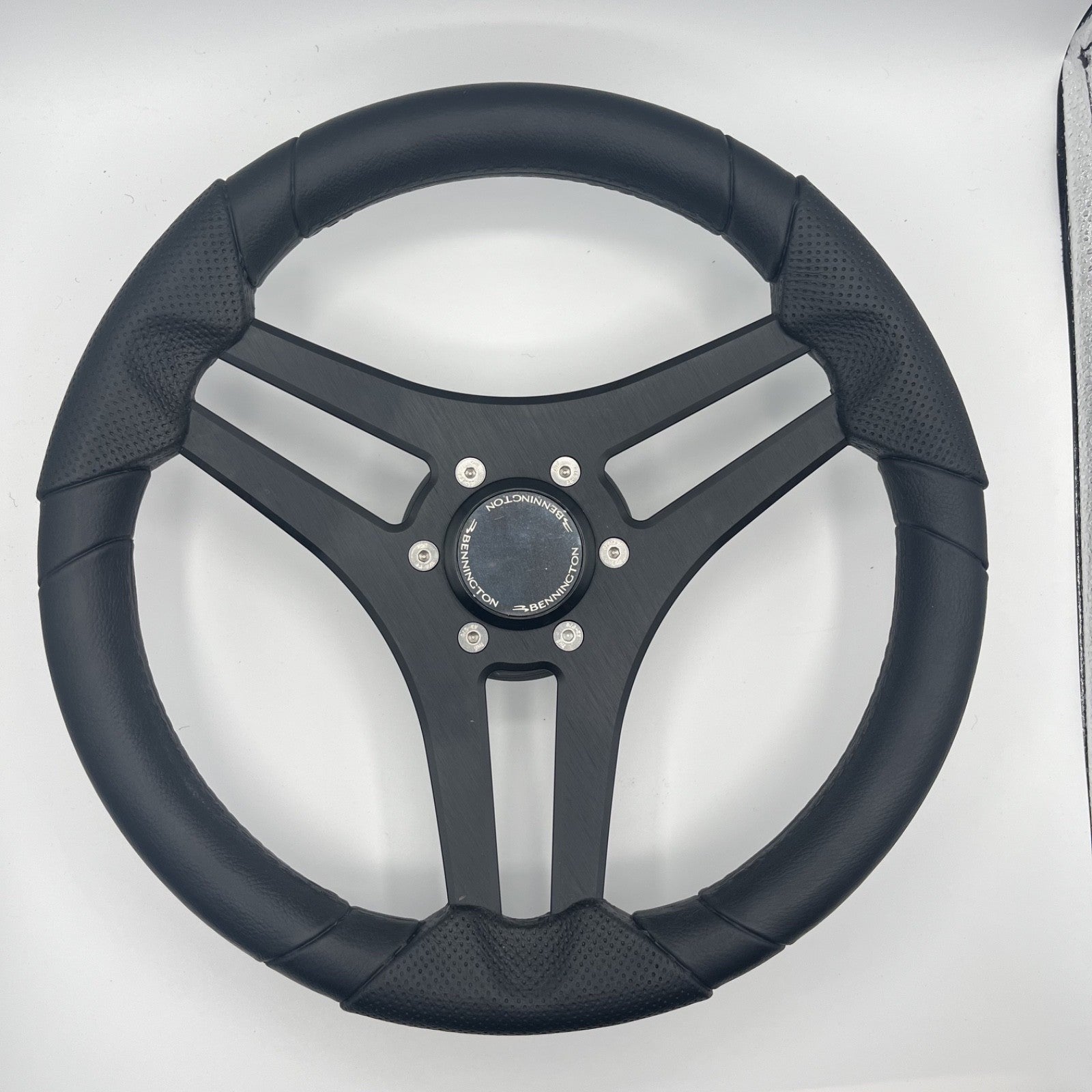 Molinara Marine Steering Wheel Black Brushed Alum Spokes | Bennington