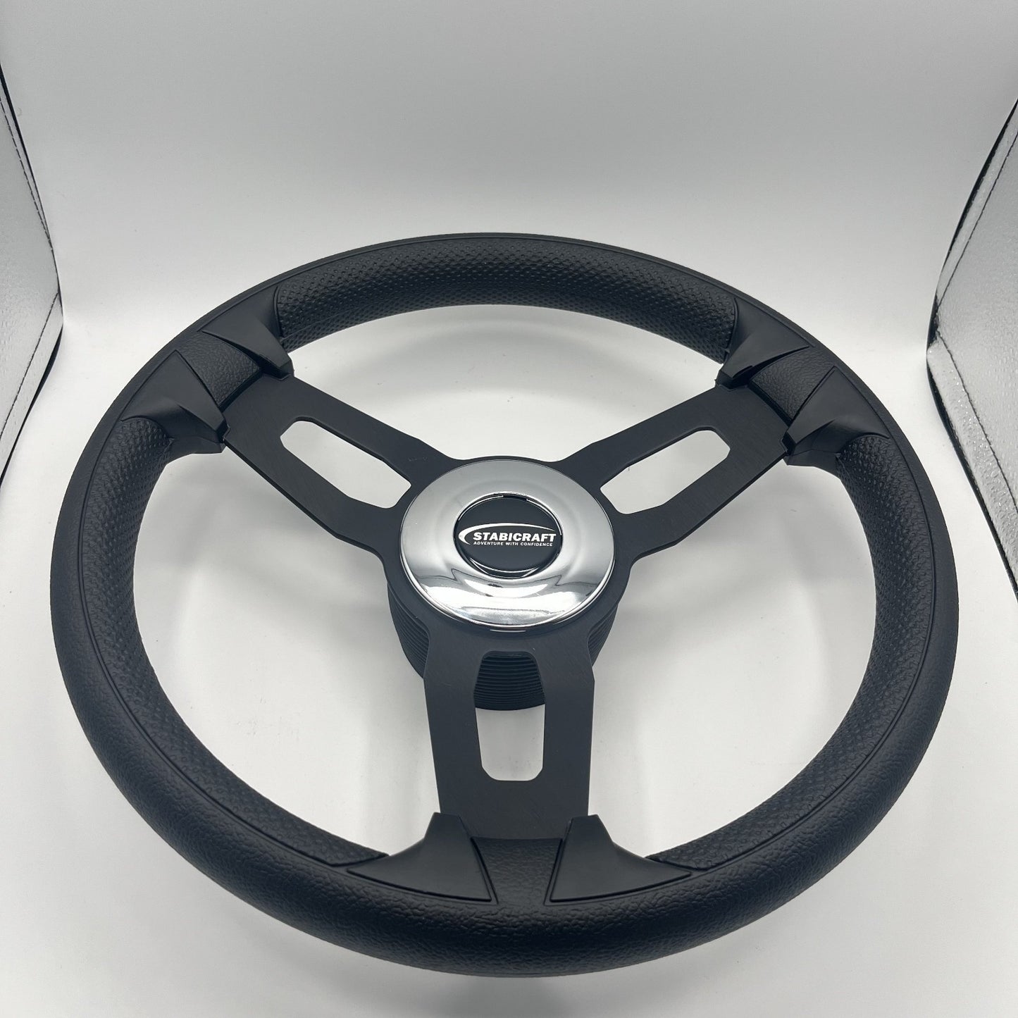 Gussi Italia Boat Model 15 Steering Wheel Black Brushed Alum Spokes | Stabicraft
