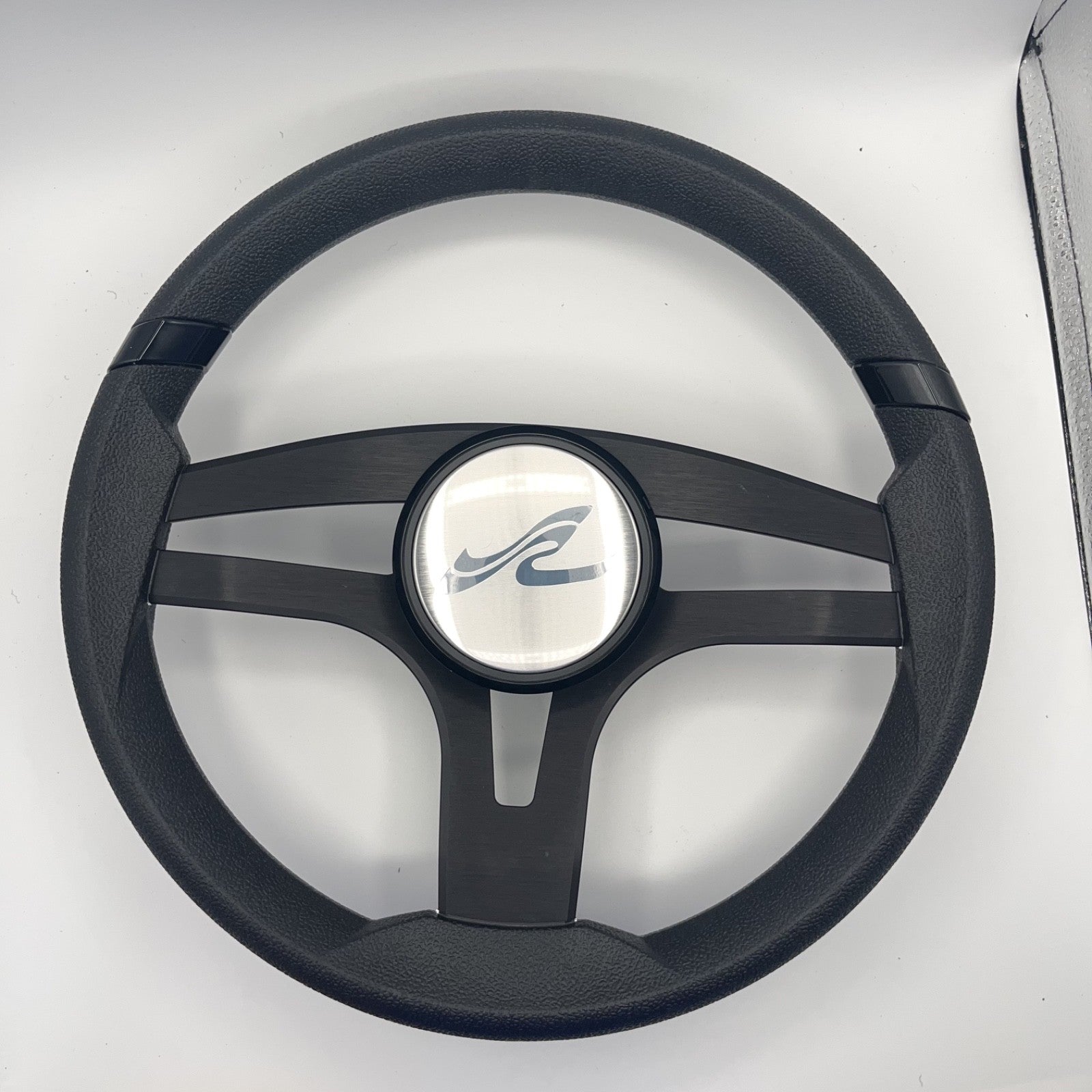 Badia Boat Steering Wheel Brushed Black Aluminum Spokes | SeaRay Boats