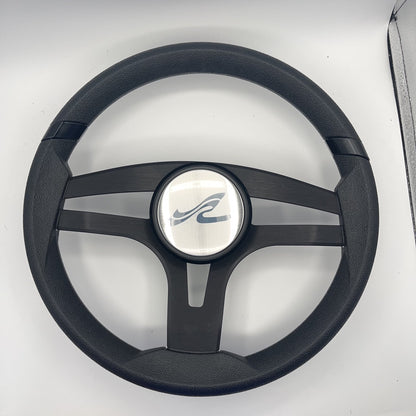 Badia Boat Steering Wheel Brushed Black Aluminum Spokes | SeaRay Boats