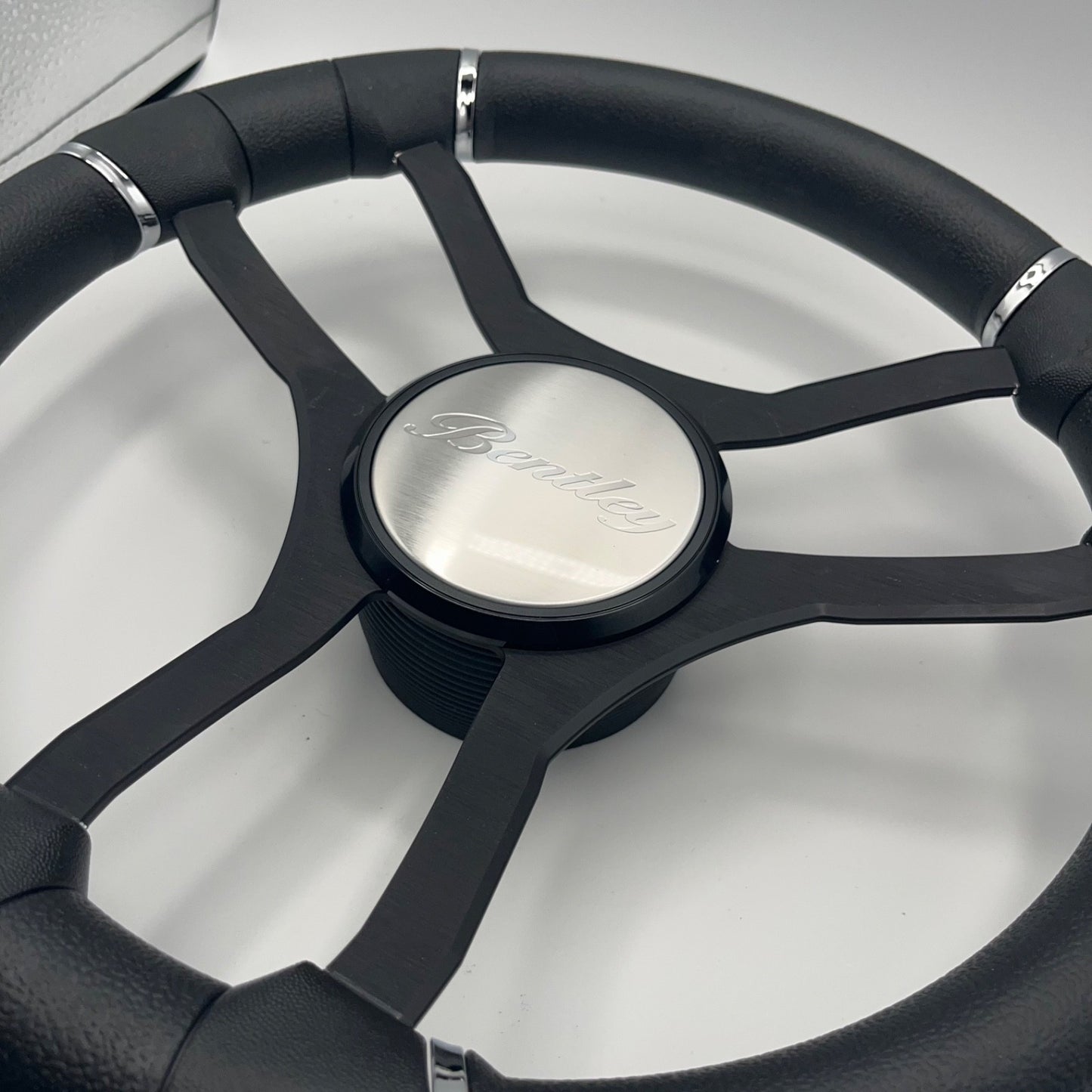 Malera Boat Steering Wheel Black Aluminum Spokes | Bentley