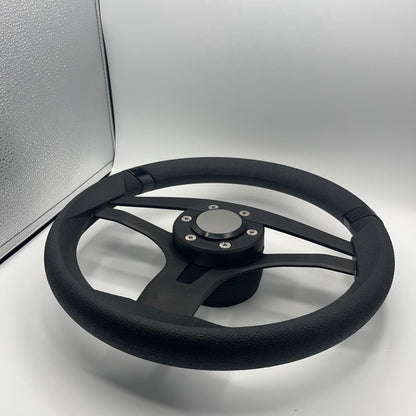 Badia Boat Steering Wheel Brushed Black Aluminum Spokes | Blank Snap-in