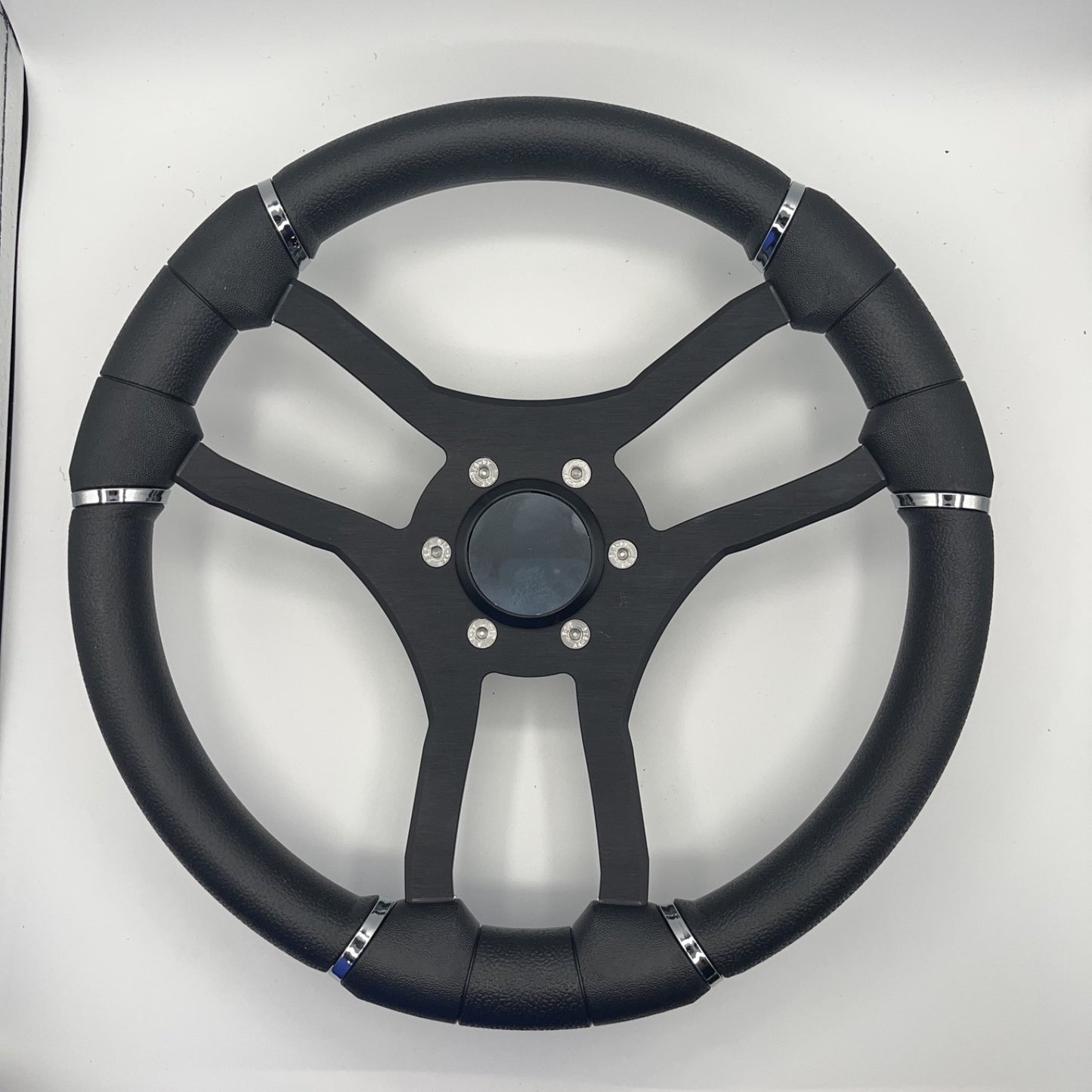 Malera Boat Steering Wheel Black Aluminum Spokes | Blank Snap-in
