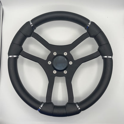 Malera Boat Steering Wheel Black Aluminum Spokes | Blank Snap-in