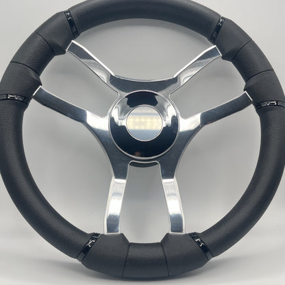 Malera Boat Steering Wheel Chrome Spokes | ABS Chrome Dome Blank SS Ctr.