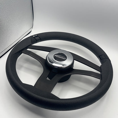 Badia Boat Steering Wheel Brushed Black Aluminum Spokes | Stabicraft