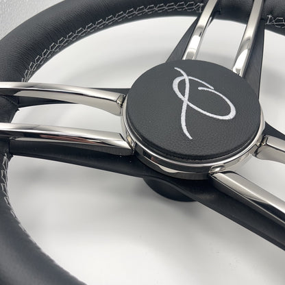 Gussi Italia Boat Steering Wheel Stainless Steel Spoke Leather Rim | APEX Boats