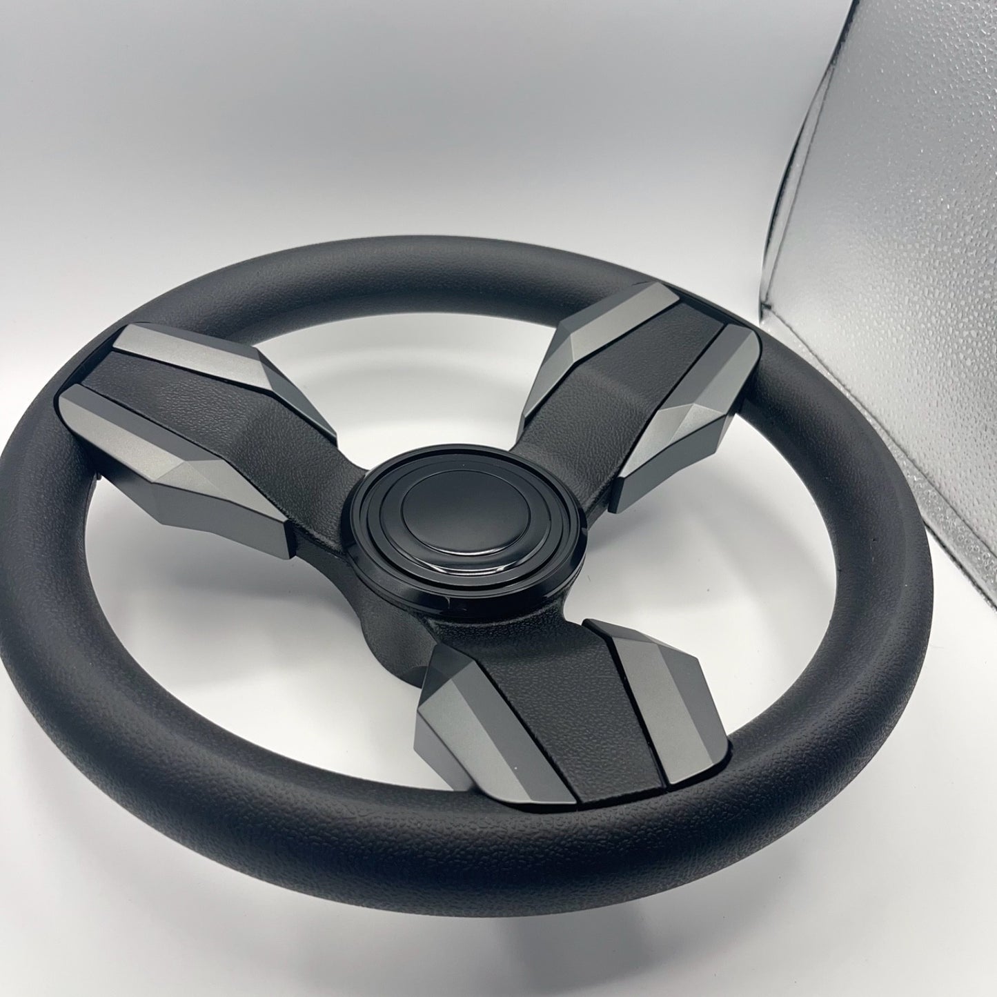 Collina Boat Steering Wheel Dark Gray Inserts - LG Black - Keyed ONLY