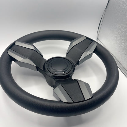 Collina Boat Steering Wheel Dark Gray Inserts - LG Black - Keyed ONLY