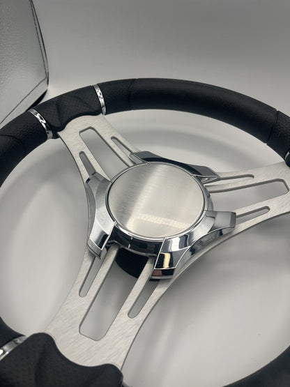 Verona Boat Steering Wheel Gray Brushed Aluminum Spokes