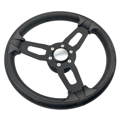 Model 15 Marine Steering Wheel Black Brushed Aluminum Spokes | Bennington