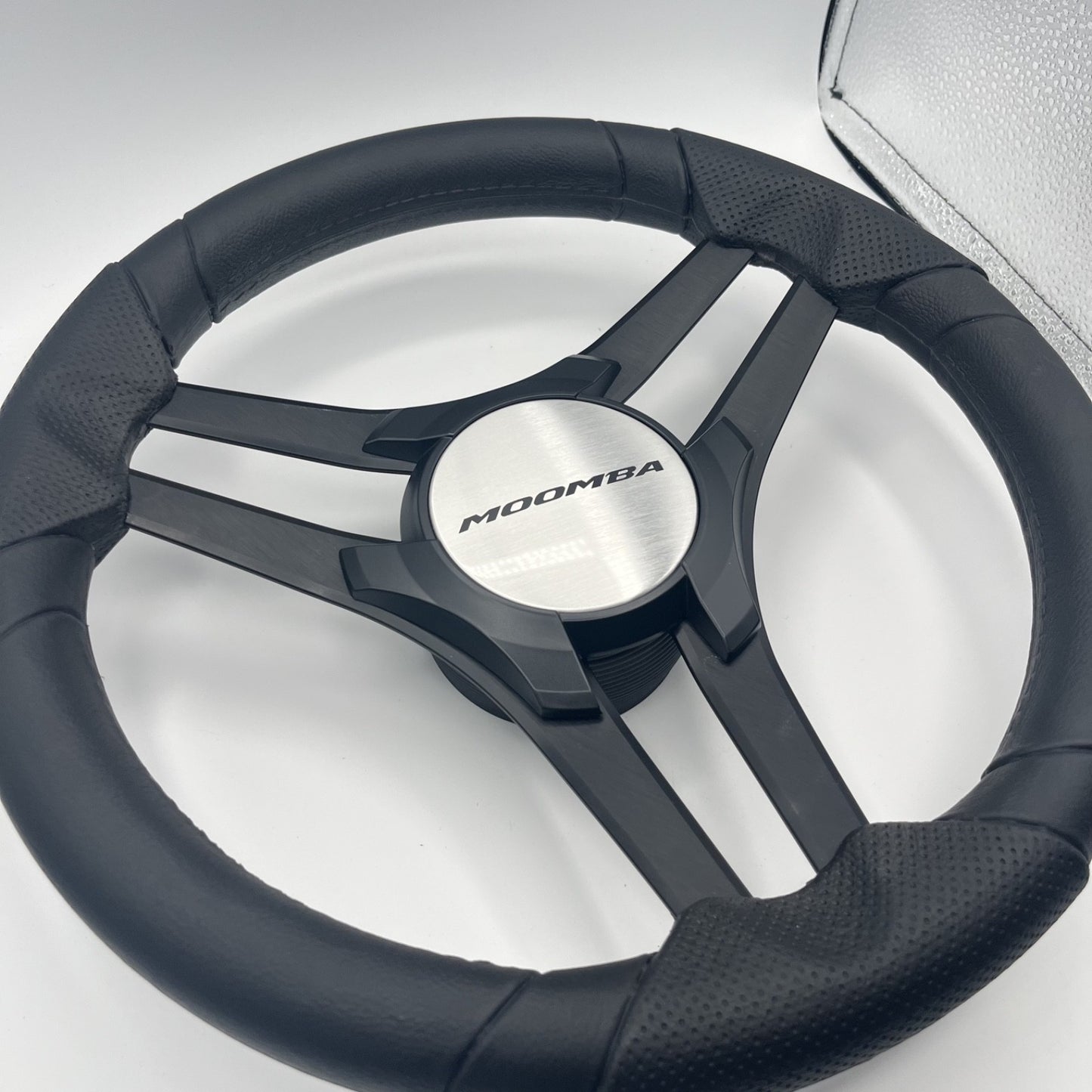 Molinara Marine Steering Wheel Black Brushed Alum Spokes | Moomba