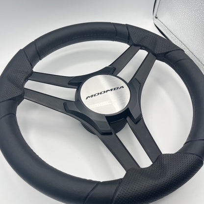 Molinara Marine Steering Wheel Black Brushed Alum Spokes | Moomba