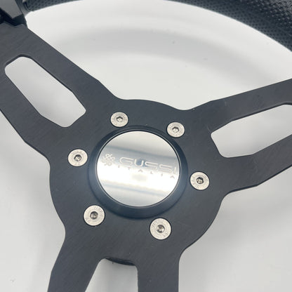 Gussi Italia Model 15 Steering Wheel Blk Brushed Alum Spokes | Gussi Stainless