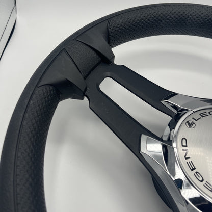 Gussi Italia Marine Steering Wheel Black Brush Metal Spokes | Legend