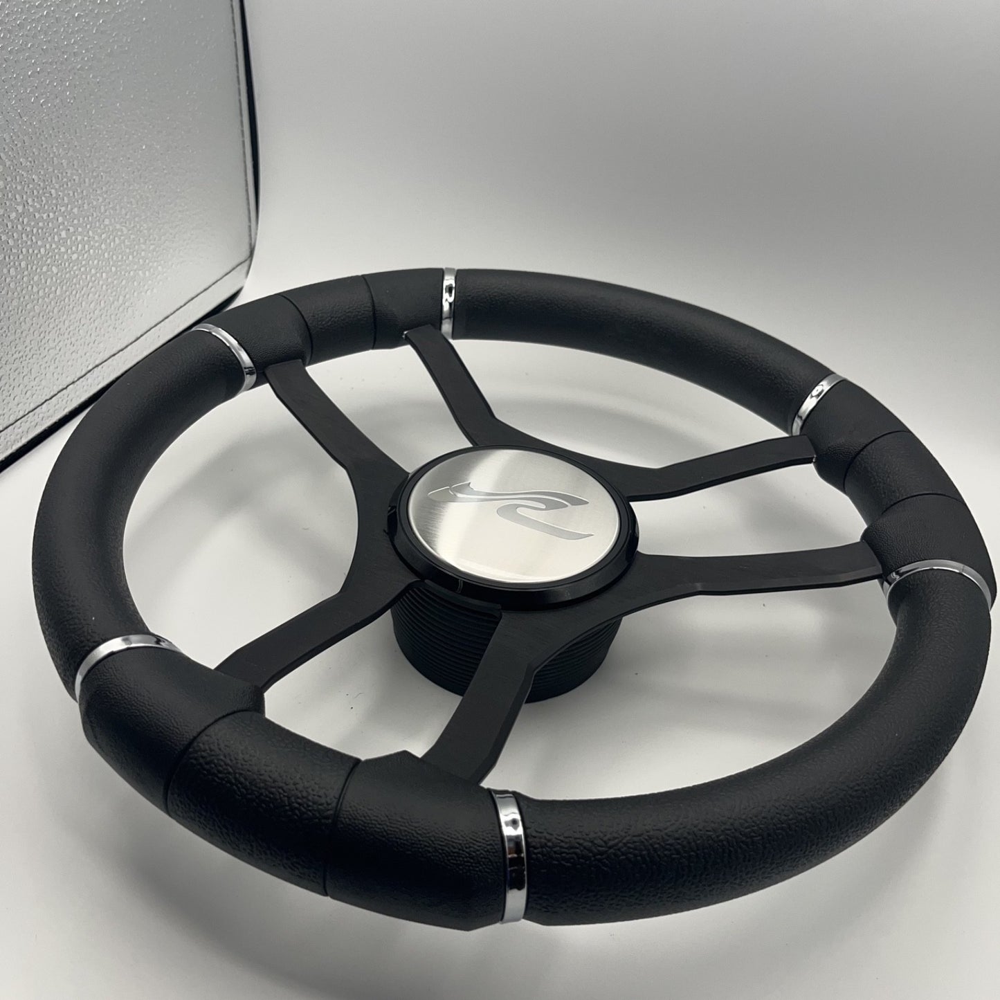 Malera Boat Steering Wheel Black Aluminum Spokes | SeaRay Boats