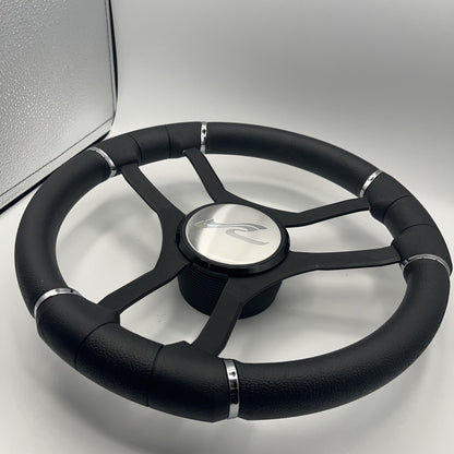 Malera Boat Steering Wheel Black Aluminum Spokes | SeaRay Boats