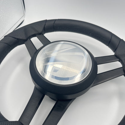 Molinara Marine Steering Wheel Black Brushed Aluminum Spokes | Tige