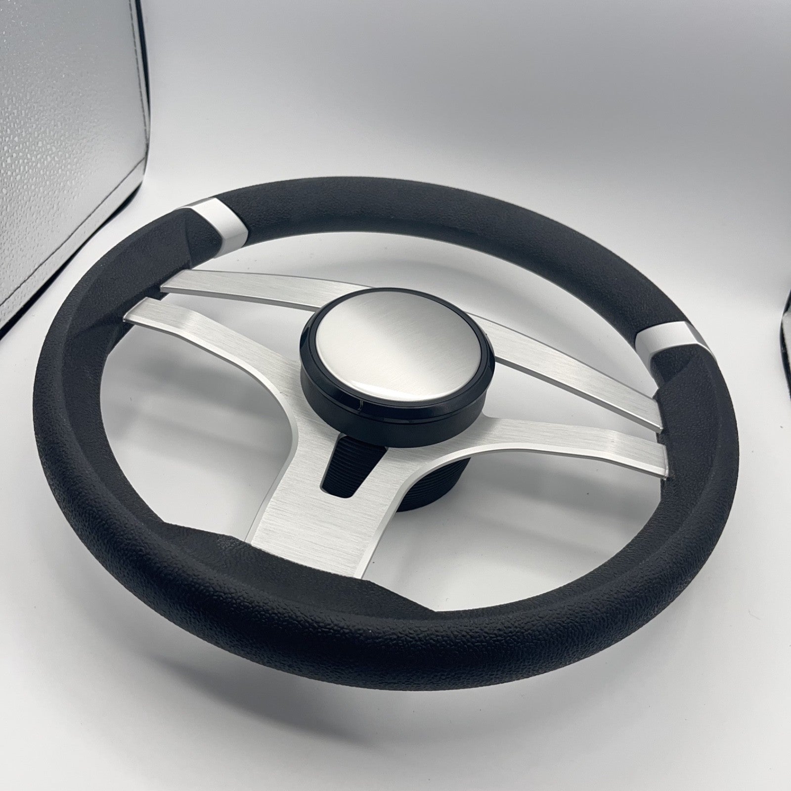 Badia Boat Steering Wheel Brushed Aluminum Spokes - Plain