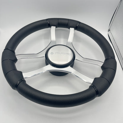 Malera Boat Steering Wheel Chrome Spokes | Gussi Dome Black Rim