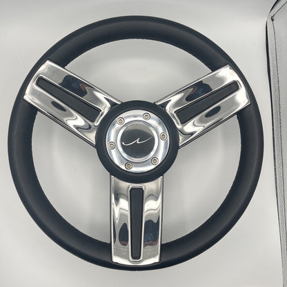 Gussi Italia Marine Steering Wheel Stainless Spoke Soft Touch Rim | Blue Wave