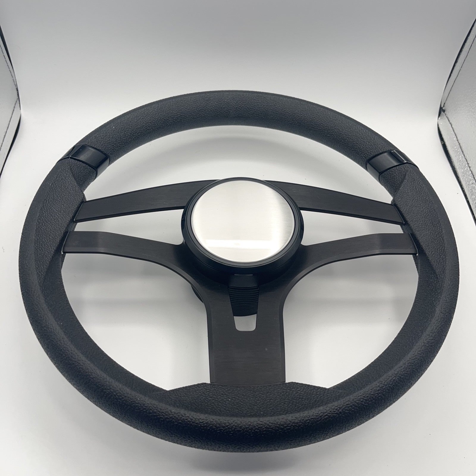 Badia Boat Steering Wheel Brushed Black Aluminum Spokes - Plain