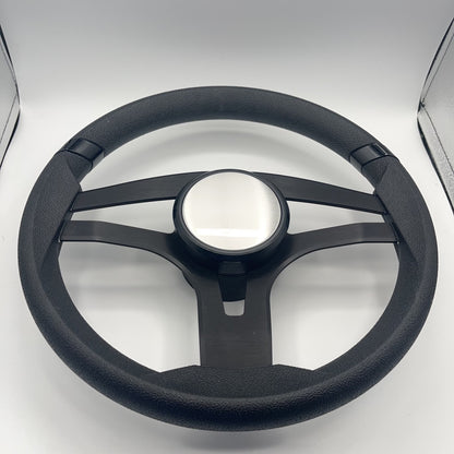 Badia Boat Steering Wheel Brushed Black Aluminum Spokes - Plain