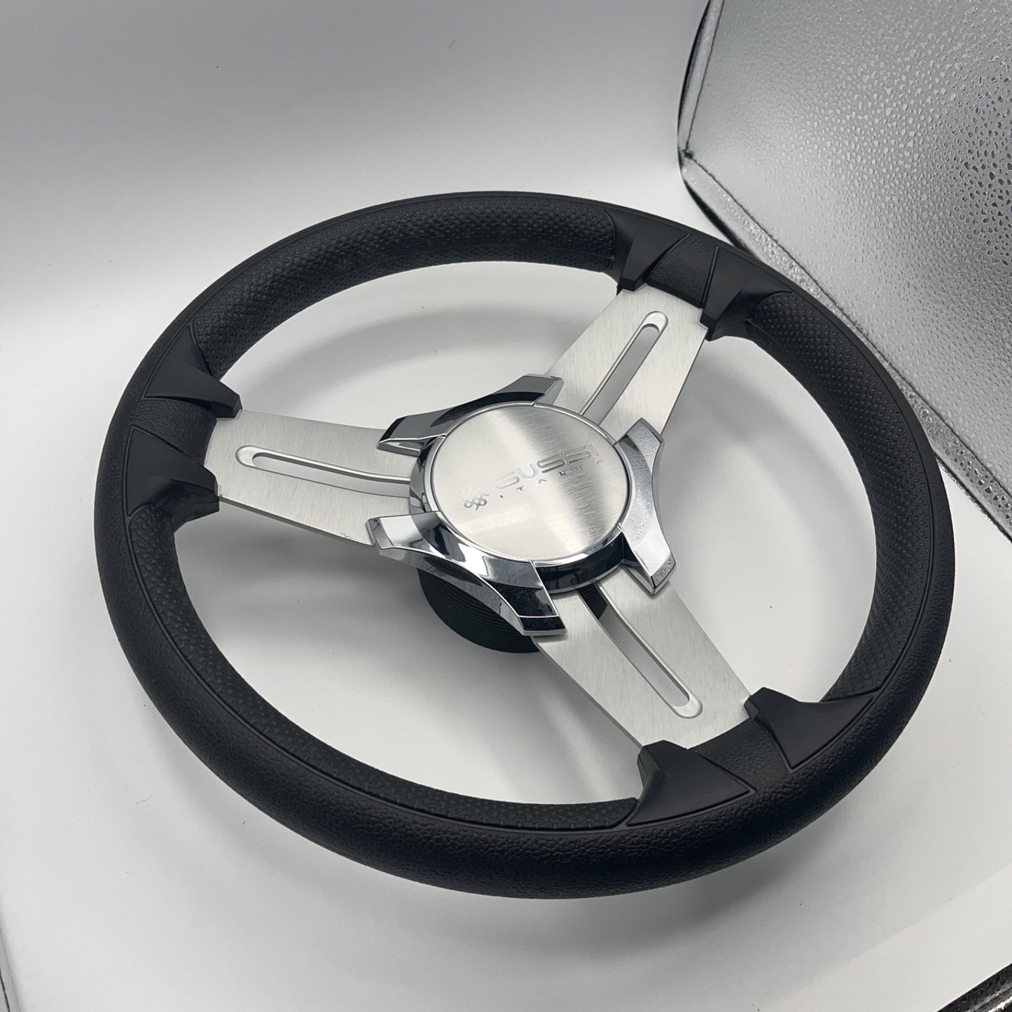 Model 15 Marine Steering Wheel Brushed Aluminum Spokes | Gussi Logo
